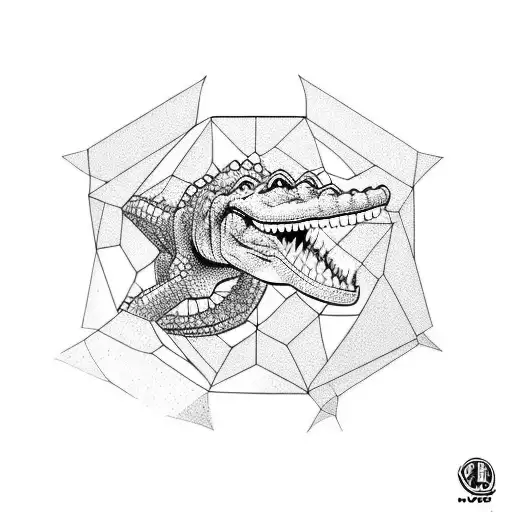 Crocodile Standing Geometric Line Style