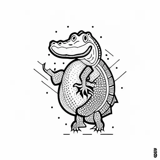 Crocodile Standing Geometric Line Style