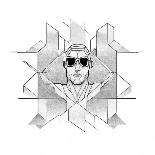 Minimalistic Line Art Lean Full Body In A Bodybuilding Pose