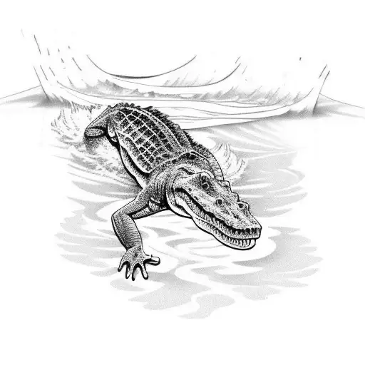Crocodile Standing In Water