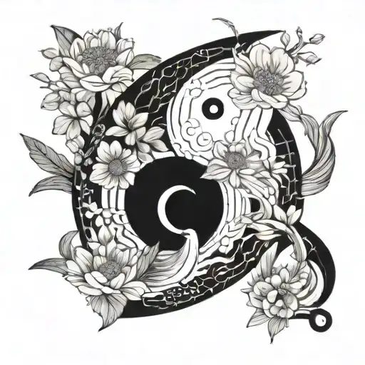 Yingyang Pisces Swimming In Cheryyblossoms Instead Of Water