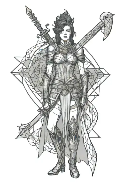 A Scottish Warrior Woman Holds A Severed Head And A Large Sword