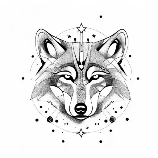 Wolf With Moons And Trees