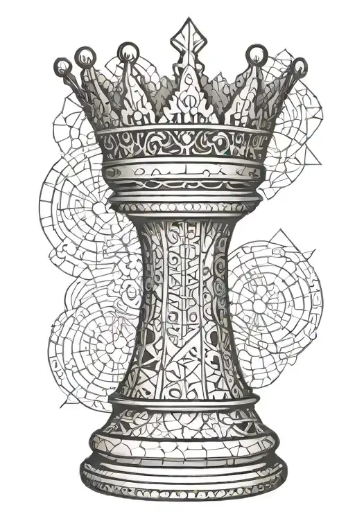 Chess Pawn On Its Full Design And A Crown On The Top Of The Figure