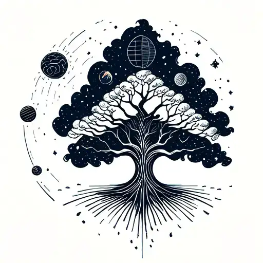 Tree And Solar System Lined