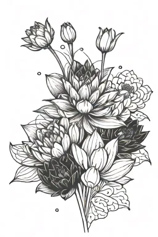 Water Lily And Tulip Flowers