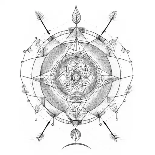 Dreamcatcher In Nature With Guiding Life Arrows