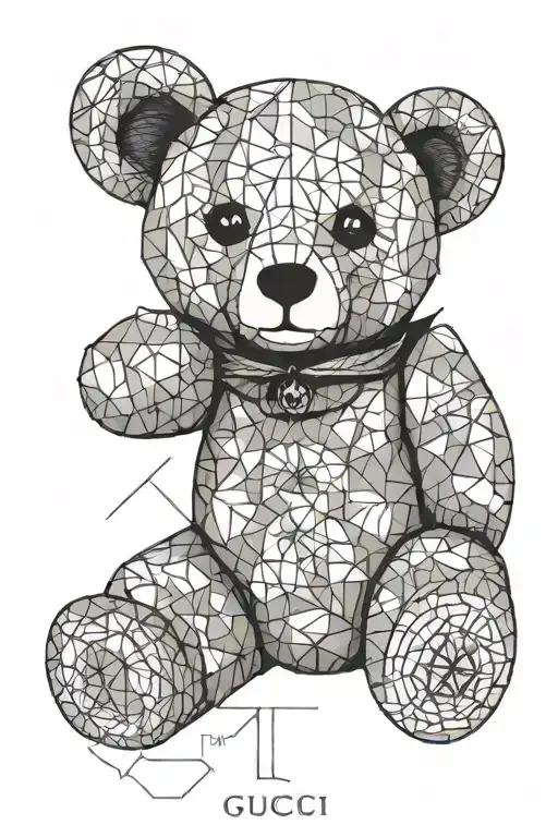 Teddy Bear Sitting With Gucci Print Made