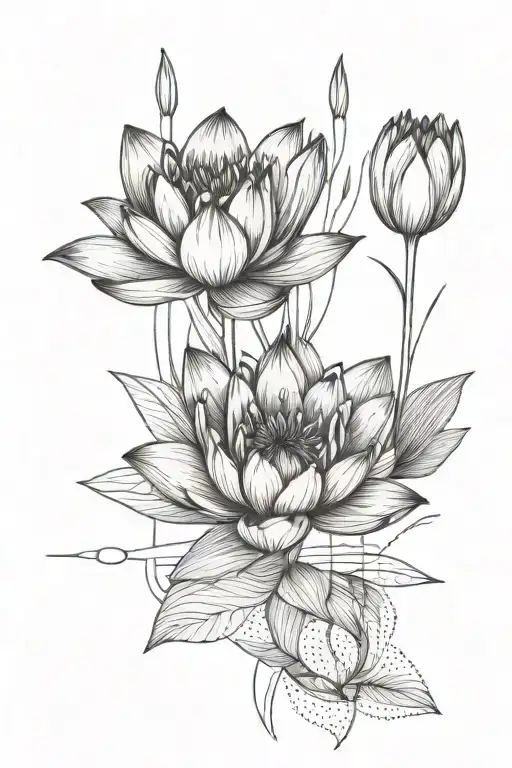 Water Lily And Tulip Flowers