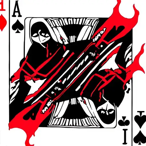 A Black And White King Of Diamonds Playing Card With Two Red Streams Of Tears