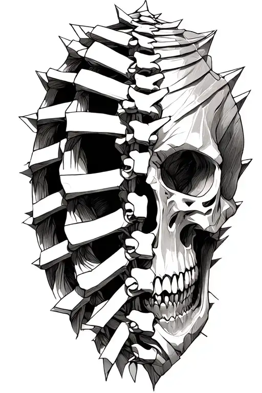 Geo Patern Skull Ribcage Spine