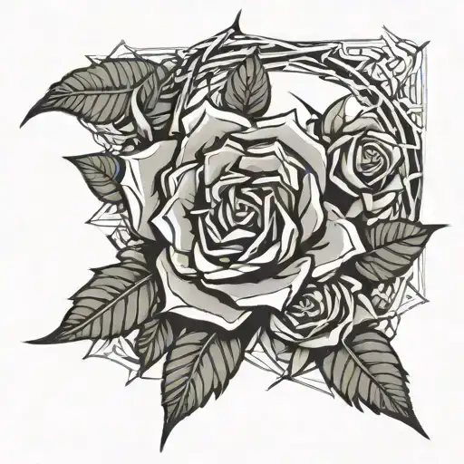 Crown Of Thorns With Roses In Background