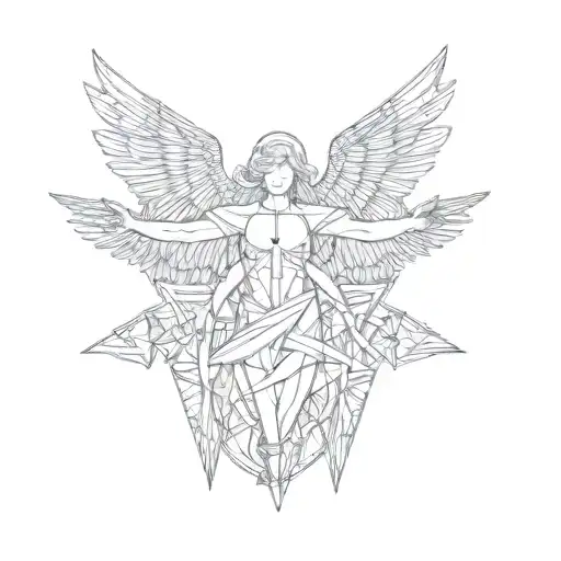 Angel With Wings And A Cross