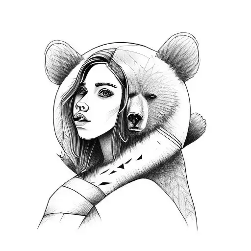Women Teen With Bear Skin