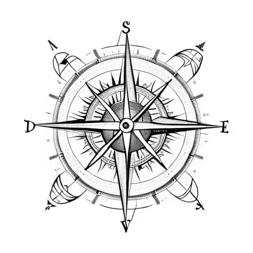 Sun With Compass And Clock