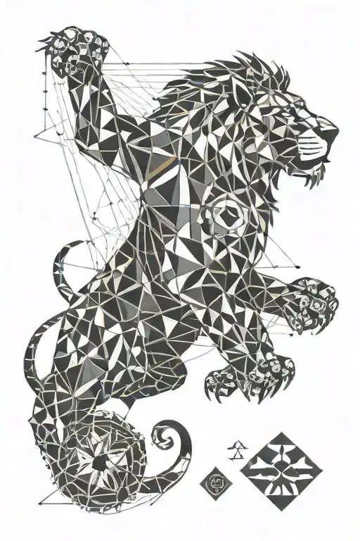 A Geometric Pattern Inspired By Online Gaming Motifs And Featuring A Lion Motif