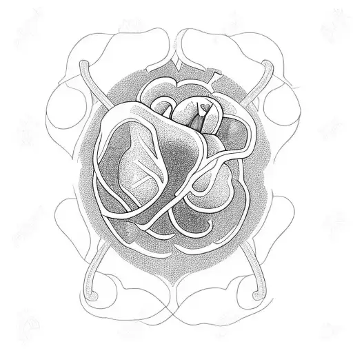 Atomically Correct Heart With Beautiful Flower Coming Out Of It