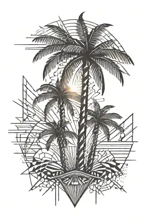 Palm Tree And Sun Rays