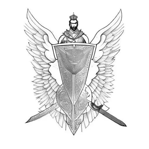 Male Guardian Angel With A Sword And Shield