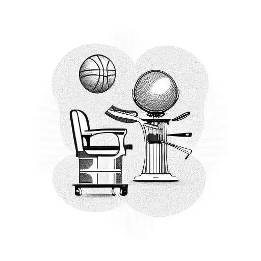 A Barbershop Scene With A Barber Pole In The Foreground And A Basketball Hoop In The Background