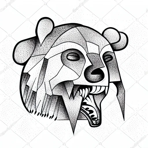 Bear Head Holding A Skull In Mouth