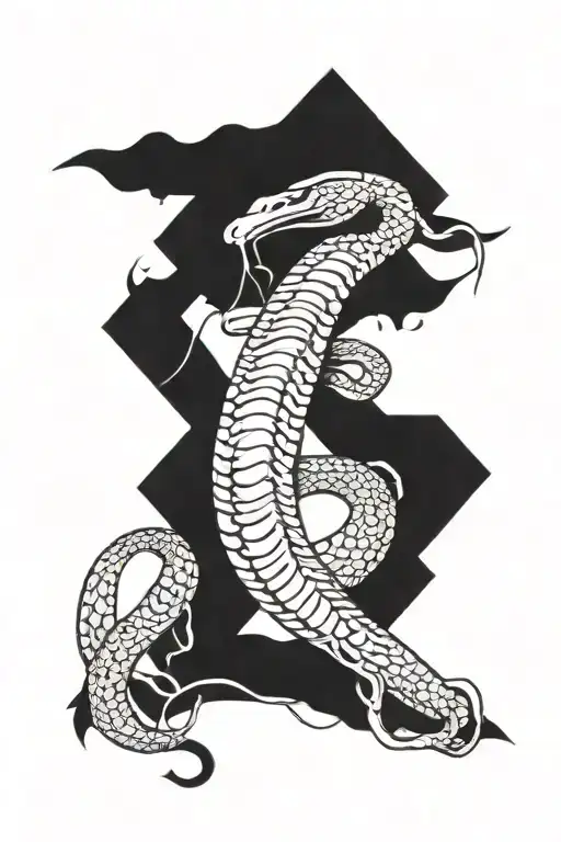Japanese Snake Wrapped With Samurai Warrior