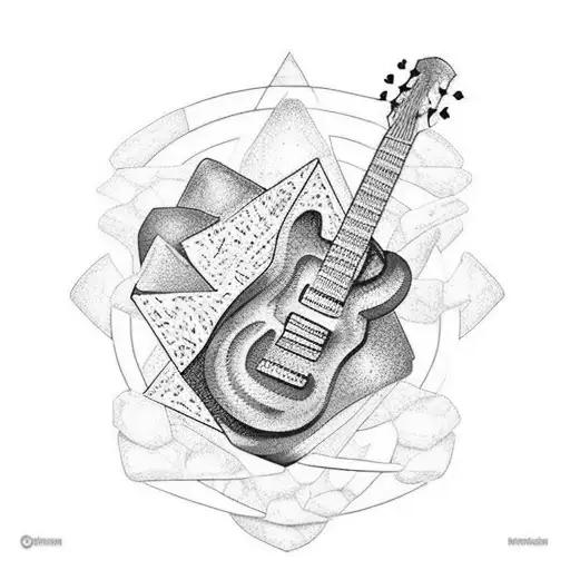A Realistic Tattoo Of A Collection Of Colorful Rocks Forming The Shape Of A Guitar