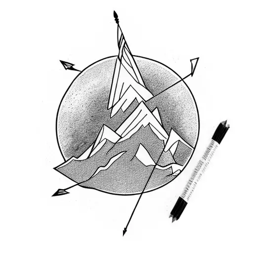 Arrow With Mountains On Both Side