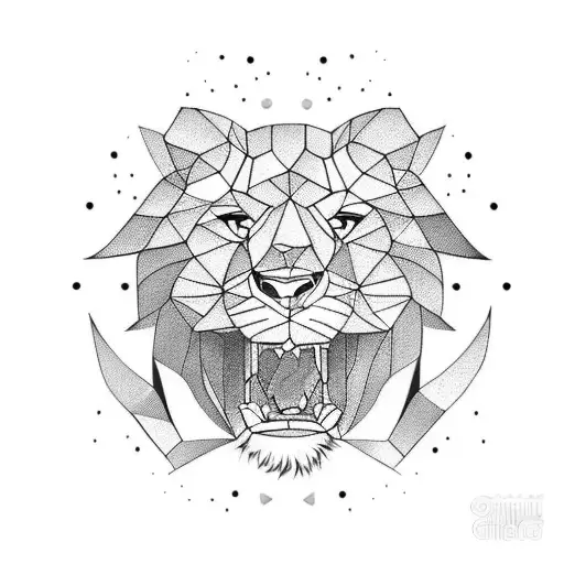 Two Littel Girls And Big Lion Head