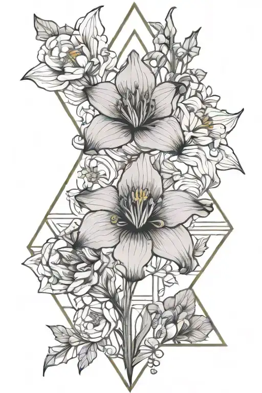 Voilet Iris Water Lily Larkspur Gladiolus Poppy Morning Glory Aster Holly Narcissus In A Triangle