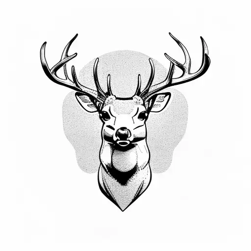 Front View On Deer Head Minimal With Shadows