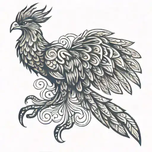 Drawing Lineart Portrait Of A Phoenix Abstract Minimalism