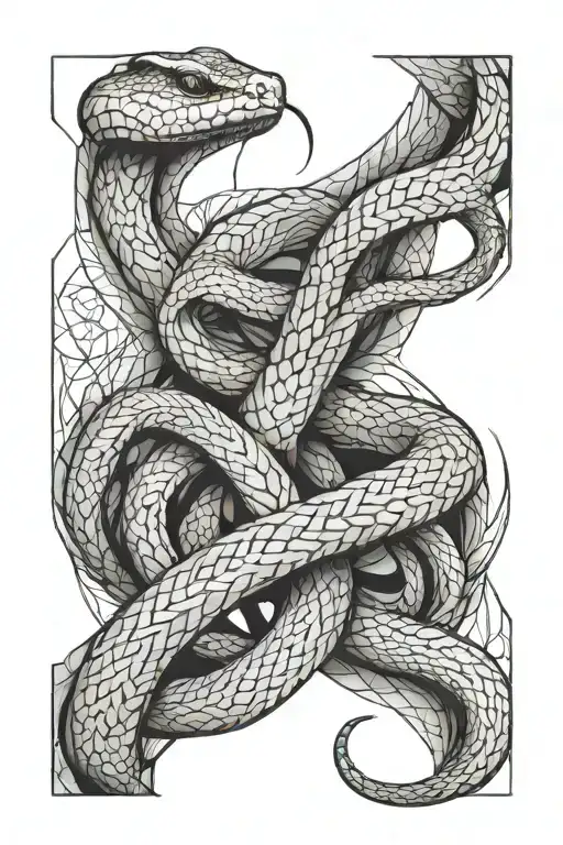 Snake Tattoo Graphic Style Wraps Around Leg