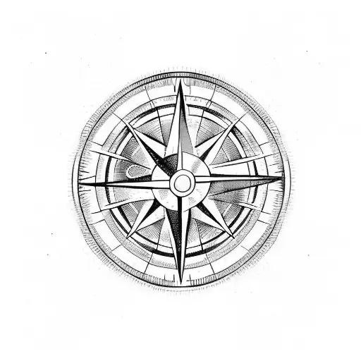 Simple Compass With A Spear And A Wave