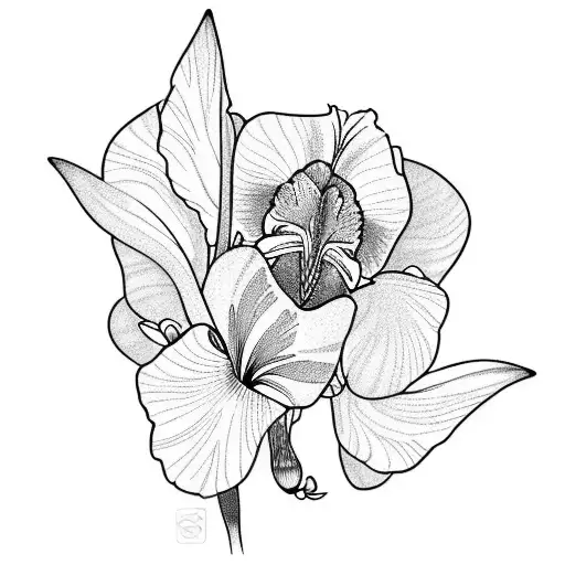 Iris Flower And Moth