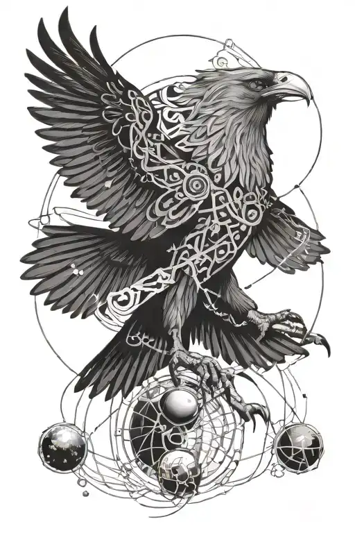 Odins Raven Fighting Zeus Eagle Within The Solar System All Weaved Together By Dna