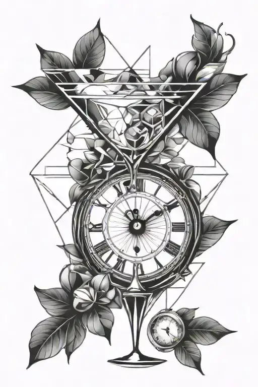 Martini Glass And Clock