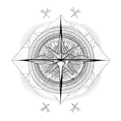 Tree Of Life With Compass And Hourglass With Geometric Background In A Forest