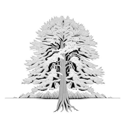 Cedar Tree With Redwood Tree With Oak Tree