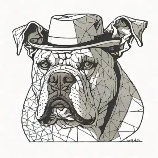 American Bulldog Wearing A Cowboy Hat
