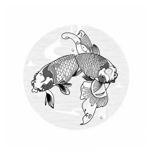 Two Koi Fish In Rainbows