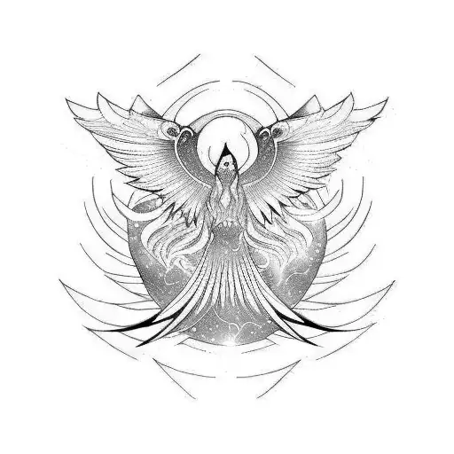 A Phoenix Flying Through A Wormhole