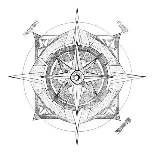 A Diamond-shaped Compass Surrounded By Intricate Mountain Ranges