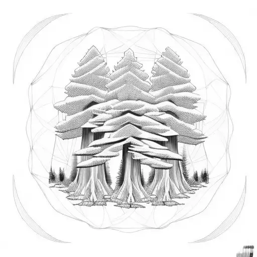 Cedar Tree And Redwood Tree And Oak Tree