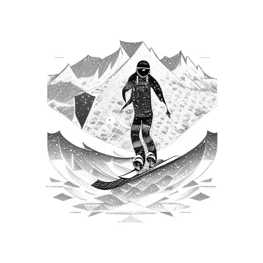 A Snowboarder Carving Through A Mountain Range Made Of Waves