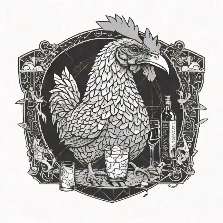 Chicken Sitting On Bojack Horseman Drinking Alcohol