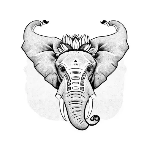 Elephant Head With Sunflowers