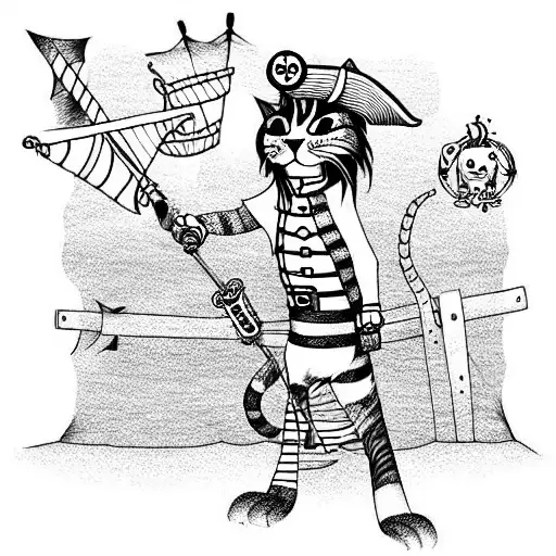A Full-length Pirate Cat With One Leg