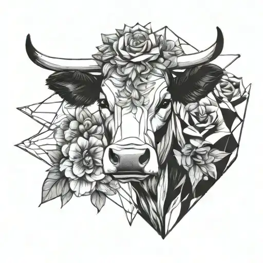 Cute Furry Cow And Flower Arrangement