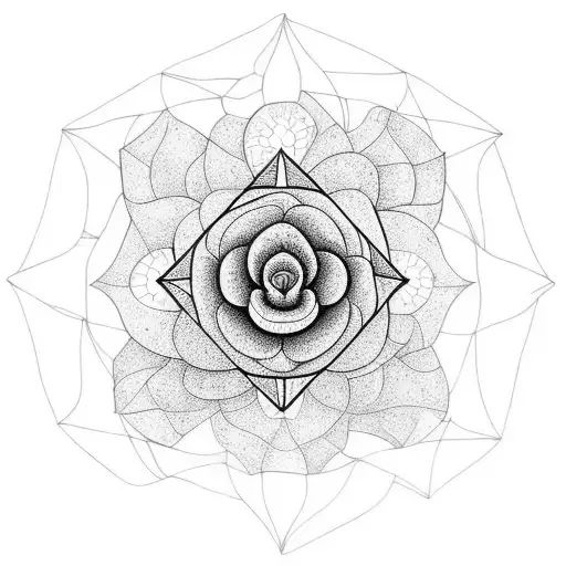 Several Flowers Interspersed With Several Triangles Of Different Size And Texture